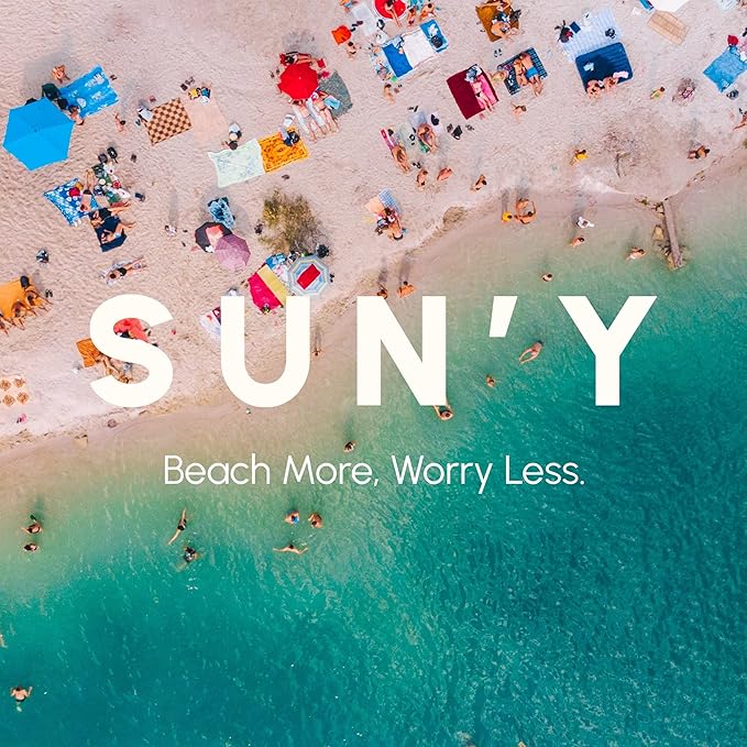 SUN'Y Waffle Microfiber Beach Towel – Sand Free, Quick Dry, Ultra Absorbent, Lightweight & Compact Travel Towel with Carry Bag - Large (63” x 31.5”), Raindrop