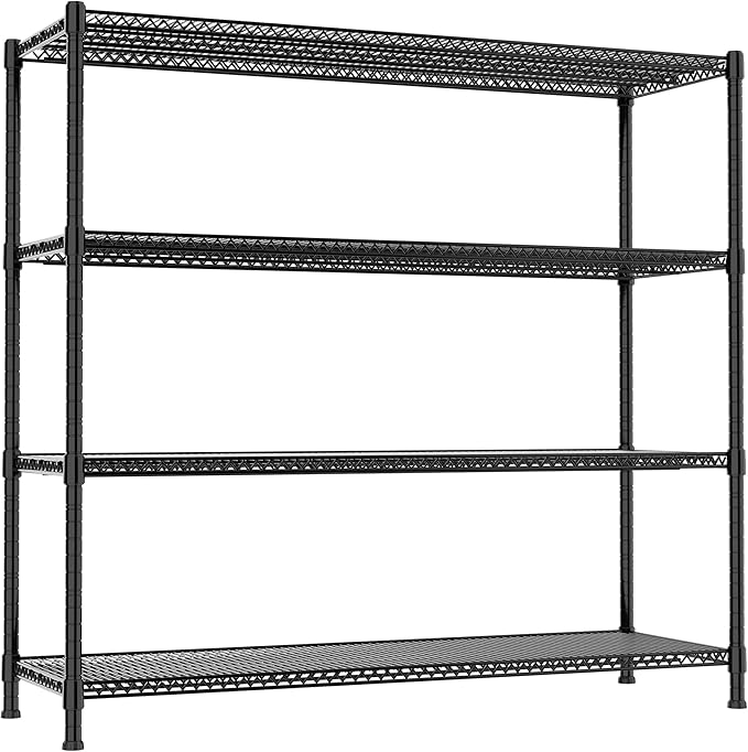 REGILLER 4-Wire Shelf Adjustable Heavy Duty Storage Shelves,Metal Organizer Wire Rack for Laundry Bathroom Kitchen Pantry Closet Garage Shelving(Black,24" Dx59.6 Wx72.2 H)