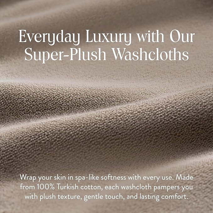 Brooklinen Super-Plush Turkish Cotton Washcloths - Set of 2 - Cotton, 820 GSM, Highly Absorbent, Machine Washable, Perfect for Home & Bathroom (13" x 13", Driftwood)