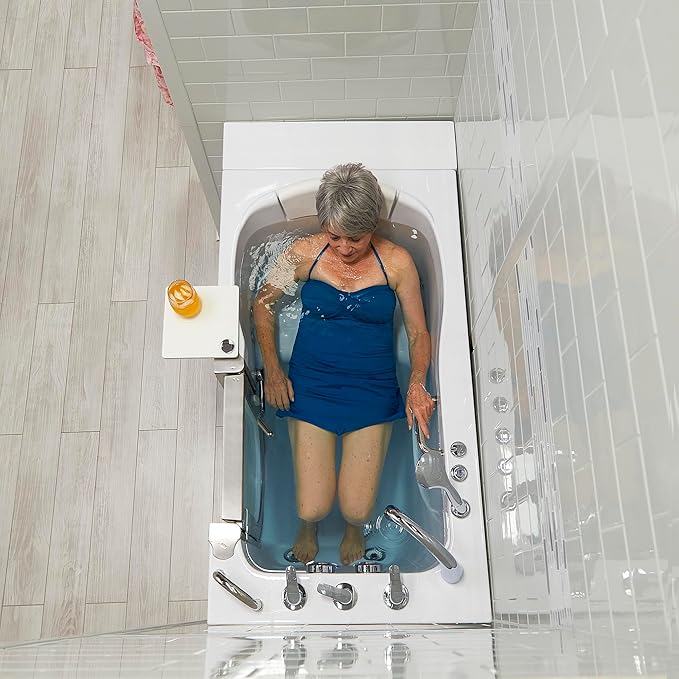 Ella Royal 32"x52" Acrylic Hydro Massage Walk-In Bathtub with Right Inward Swing Door, Heated Seat, 5 Piece Fast Fill Faucet, 2" Dual Drain