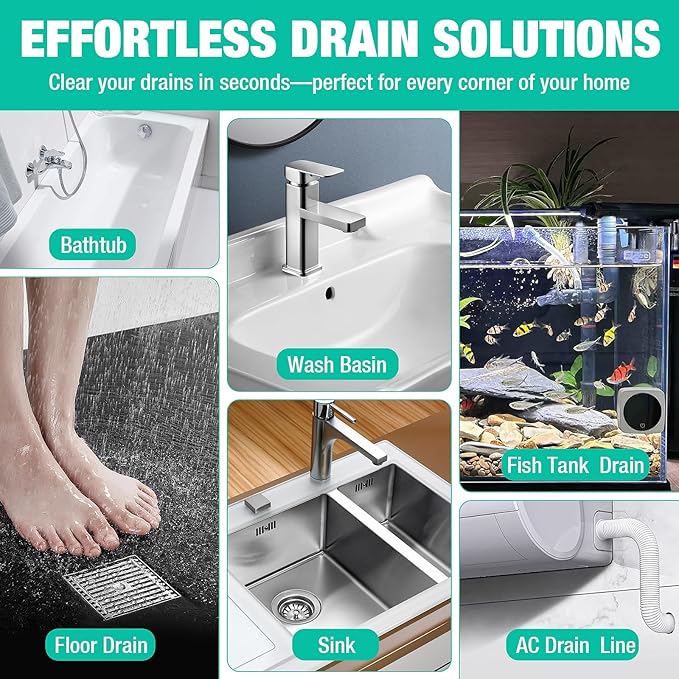 Rotating Handle Drain Snake - 40 Inch Steel Wire Hair Clog Remover, Heavy Duty Flexible Plumbing Snake for Shower, Sink, Toilet, Bathroom & Kitchen Drain Cleaner Tool
