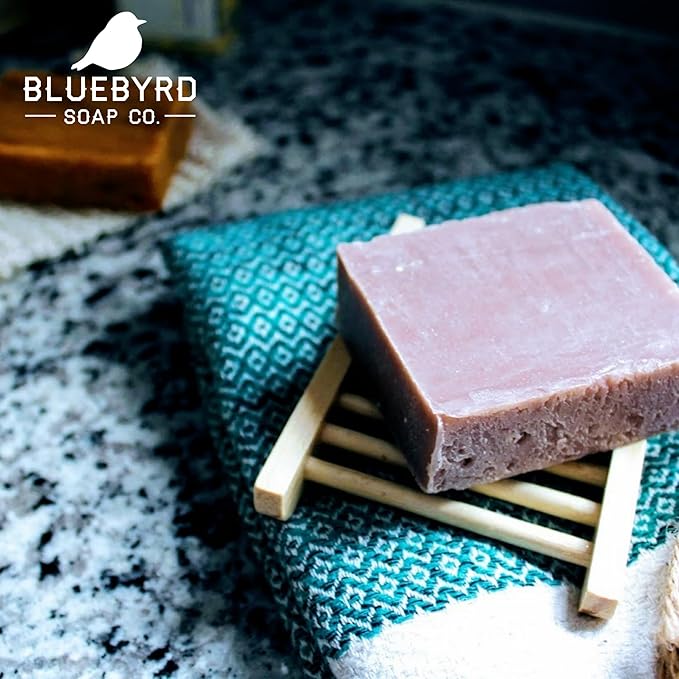 Bluebyrd Mint Bar Soap 5 Pack - Exfoliating Handmade Soap w/Dry Mint Leaves - All Natural for Men - Face & Body: Eucalyptus, Spearmint, Peppermint (Mint)