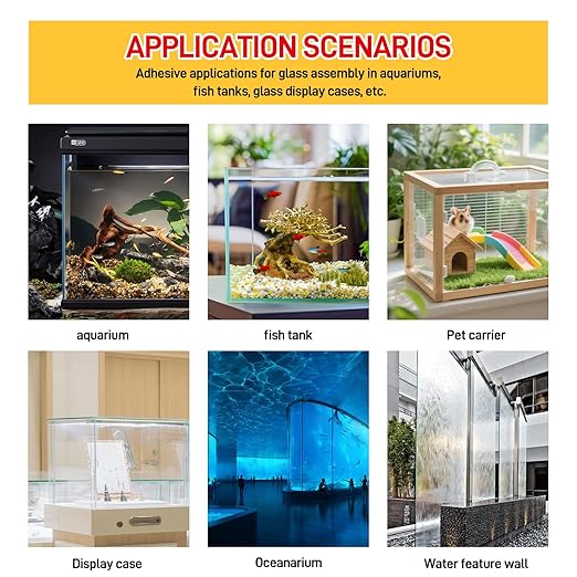 VGS067Aquarium Safe Silicone Sealant - 100% Waterproof Fish Tank Glue, Clear Structural Adhesive for Glass Building & Repair, High Strength Acidic Cure, (10.15 fl oz- Caulking Gun Required)