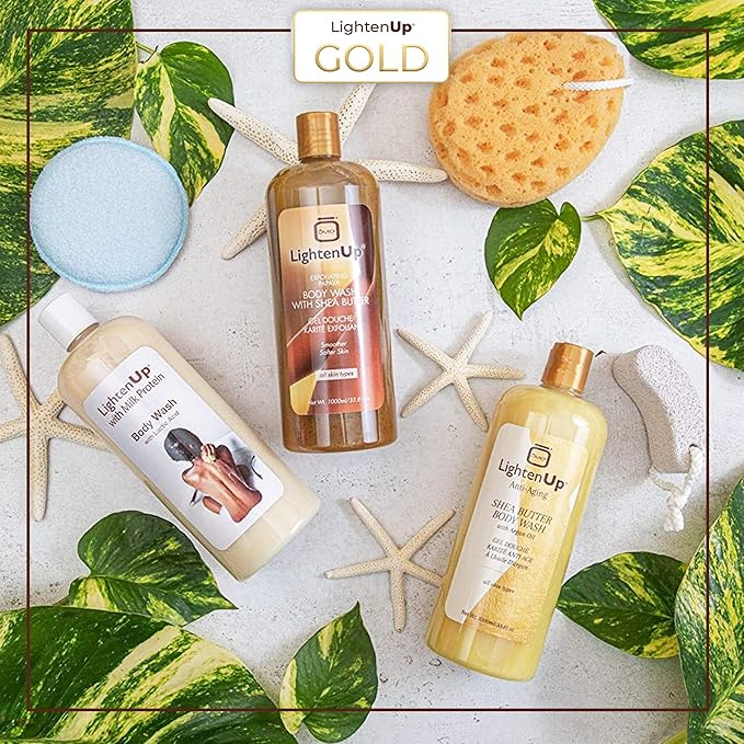Omic LightenUp Anti-Aging Body Wash - 33.8 fl oz / 1000ml - Formulated to Bright and Soften Skin, with Argan Oil and Shea Butter