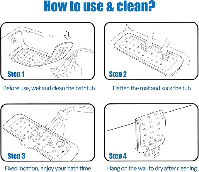 MOLFUJ 32"X16" Foot Scrubber Shower Mat with Feet Scrub Stone, Oval Bathtub Mat with Antislip Suction Cups and Drain Holes, Non Slip with A Pumice Stone for Feet Massage - Grey