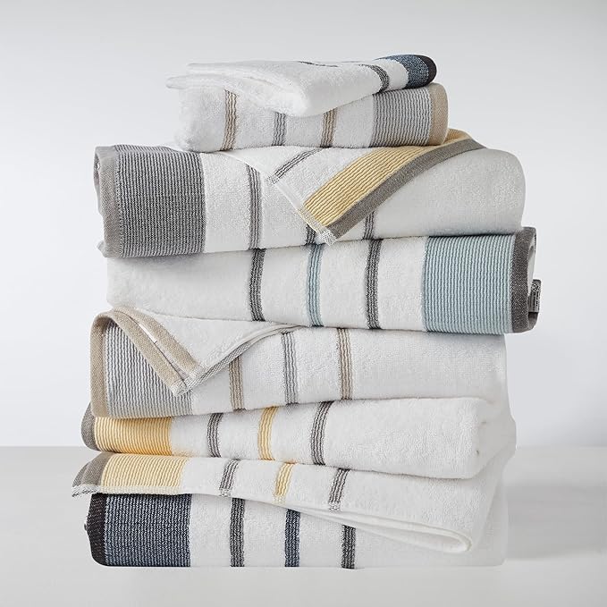 Great Bay Home Decorative Bath Towel Set - Luxury Cotton 6 Piece Towel Set - 2 Bath Towels, 2 Hand Towels, 2 Washcloths - Luxurious, Ultra-Soft, Durable Towels for Bathroom Decor (Grey/Cappuccino)