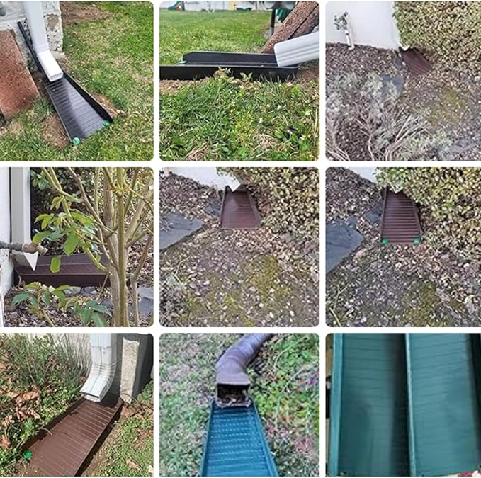 Gutter Downspout Splash Block,16.3"Drain Gutter Guard Diverter,Gutter Downspout Extensions for Water Drainage, Fixable Down Spout Drain Trays,Drainage to Protect House Foundations (4PC Green)