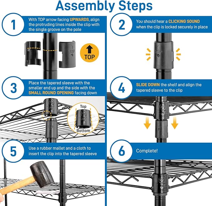 3 Tier Storage Racks Shelving, Heavy Steel Pantry Shelves, Adjustable Wire Shelving Rack, Suitable for Garage, Kitchens, Offices, 13.8" W x 13.8" D x 27.6" H, Black