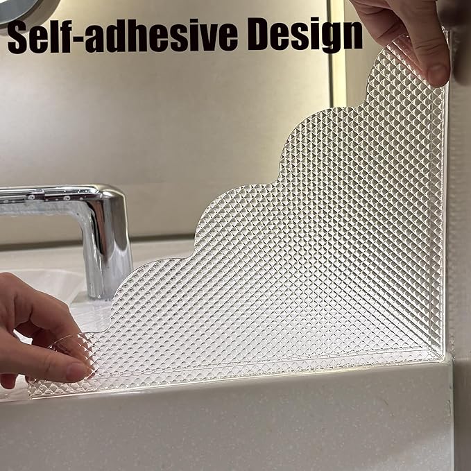 2PCS Shower Splash Guard for Bathtub Corner, 9.1 x 11.5 inches, Adhesive Water Guard for Bathroom Tubs and Sinks/Bathroom Gift/Accessories