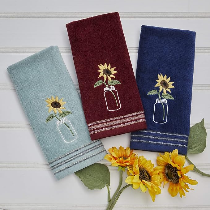 SKL Home by Saturday Knight Ltd. Sunflower in Jar Hand Towel (2-Pack), Blue
