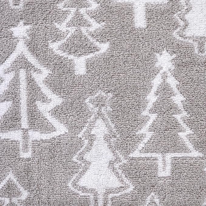 SKL Home Christmas/Winter Mod Tree 100% Cotton Premium Bath Towel, 500 GSM, Soft & Absorbent, Reversible Jacquard, Decorative, Gray