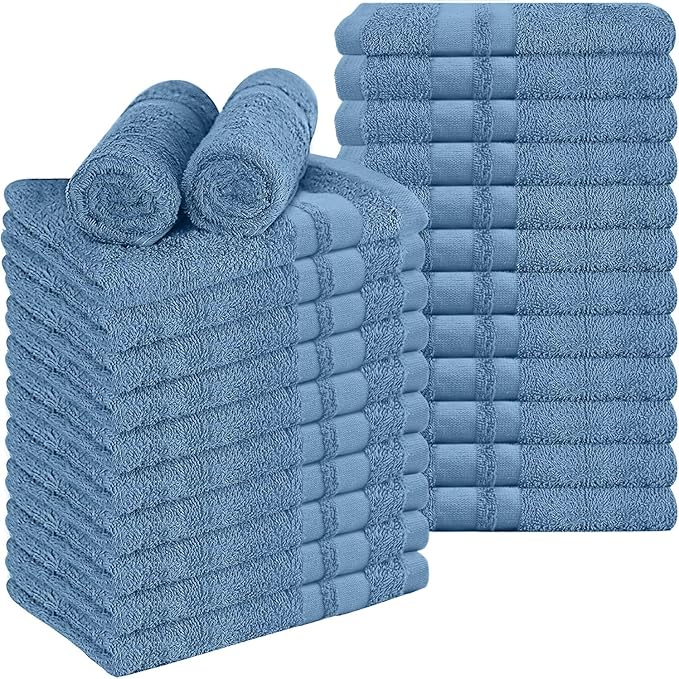 RIVERSIDE Pack of 24 Salon Towels Set β 16 x 26 Inches, 100% Ring Spun Cotton Highly Absorbent and Quick Dry Towels for Salon, Hand, Barber, Gym, Home & Hair Care, Blue
