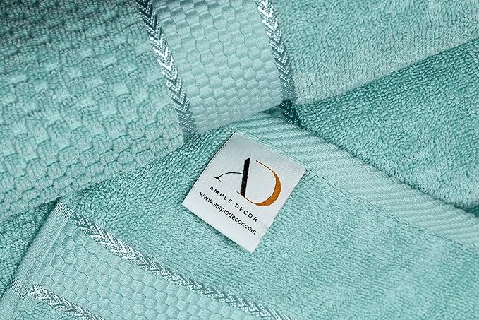 Ample Decor 100% Cotton Washcloths Set of 200 12 X 12 Inch - Highly Absorbent, Popcorn Textured - Mulaayam Collection - Mint Green 200Pcs
