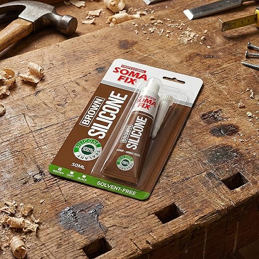 Silicone Caulk - Squeeze Tube Silicone Sealant for Wood, Kitchen, Bathroom, Sink, and Windows - Multi-Purpose & Waterproof (Brown)