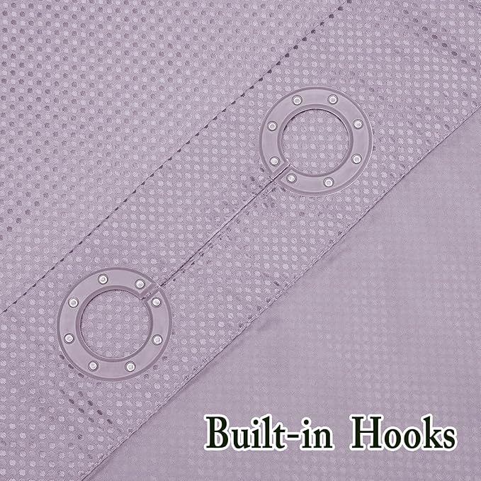 Gibelle Extra Long Shower Curtain 72x86, Waffle Weave Bathroom Shower Curtain with Snap-in Fabric Liner Set, No Hooks Needed, Hotel Style with Mesh Top Window, Lavender