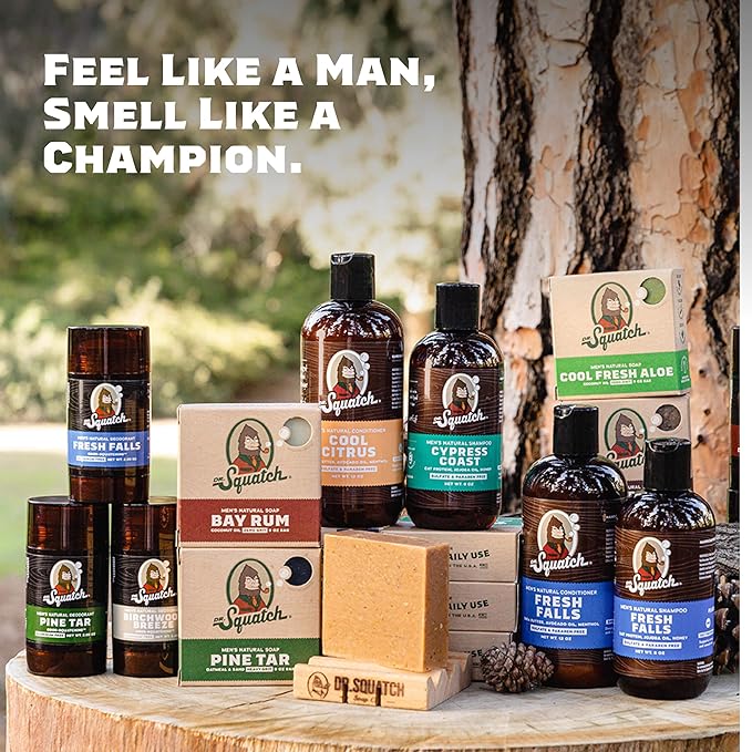Dr. Squatch Natural Bar Soap for Men - Cold Process Soap with No Harsh Chemicals - Pine Tar, Wood Barrel Bourbon, Birchwood Breeze, Spearmint Basil & Eucalyptus Greek Yogurt (5 oz, 5-Pack)