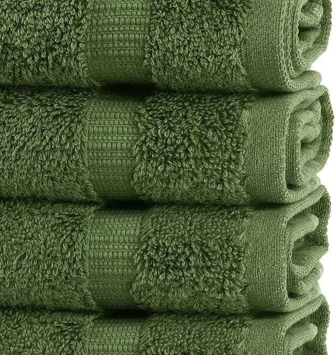 Chakir Turkish Linens Premium Cotton Absorbent Turkish Towels (Washcloths - 12 Piece, Moss)