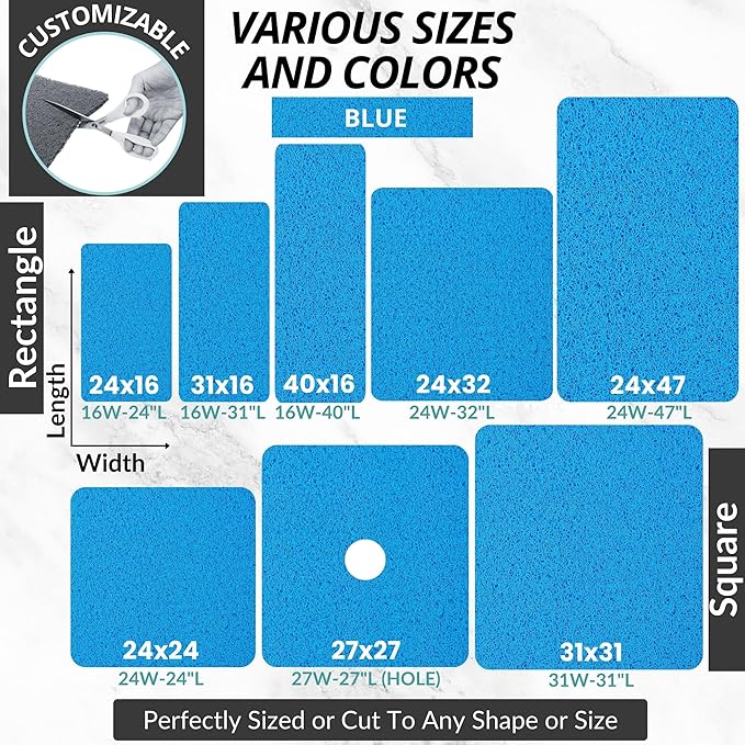 Anti Slip Shower Mat - Non Slip Shower Mats for Inside Shower - Large 47x24 Loofah Shower Floor Mat Non Slip - Bath Mat for Shower - Secure Mat Without Suction Cups (47x24 Blue)