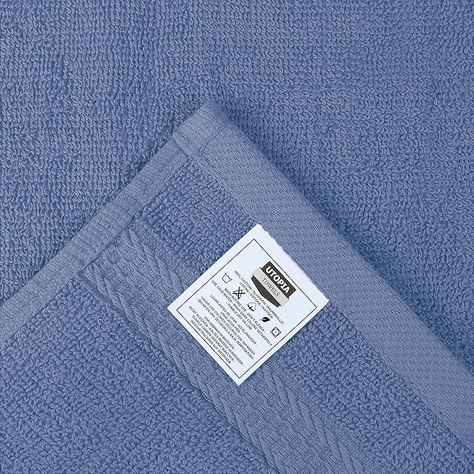 Utopia Towels 12 Pack Premium Wash Cloths Set, 12 by 12 Inches, 100% Cotton Ring Spun, Highly Absorbent and Soft Feel Essential Washcloths for Bathroom, Spa, Gym, and Face, Electric Blue