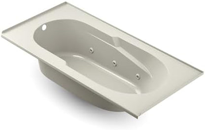 Jacuzzi SIGNATURE Acrylic Drop-In Bathtub, Jet Massage Tub, Slip Resistant, Right Drain Placement, 72" (L) x 36" (W), Rectangle, Oyster