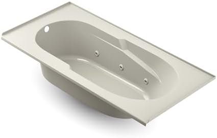 Jacuzzi SIGNATURE Acrylic Drop-In Bathtub, Jet Massage Tub, Slip Resistant, Left Drain Placement, 72" (L) x 36" (W), Rectangle, Oyster
