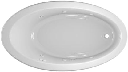 Jacuzzi SIGNATURE Acrylic Drop-In Bathtub, Jet Massage Tub, Slip Resistant, Right Drain Placement, 66" (L) x 38" (W), Oval, White