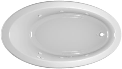 Jacuzzi SIGNATURE Acrylic Drop-In Bathtub, Jet Massage Tub, Slip Resistant, Right Drain Placement, 66" (L) x 38" (W), Oval, White