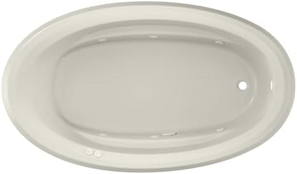 Jacuzzi SIGNATURE Acrylic Drop-In Bathtub, Heated Jet Massage Tub, Slip Resistant, Right Drain Placement, 71" (L) x 41" (W), Oval, Oyster