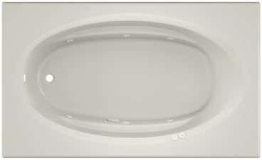 Jacuzzi SIGNATURE Acrylic Drop-In Bathtub, Jet Massage Tub, Slip Resistant, Left Drain Placement, 72" (L) x 42" (W), Oval In Rectangle, Oyster
