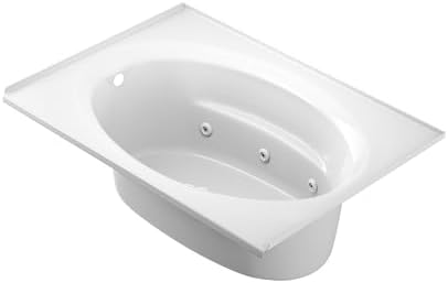 Jacuzzi SIGNATURE Acrylic Drop-In Bathtub, Heated Jet Massage Tub, Slip Resistant, Left Drain Placement, 60" (L) x 42" (W), Oval In Rectangle, White