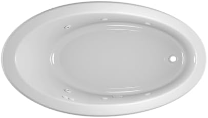 Jacuzzi SIGNATURE Acrylic Drop-In Bathtub, Jet Massage Tub, Slip Resistant, Right Drain Placement, 66" (L) x 38" (W), Oval, Oyster