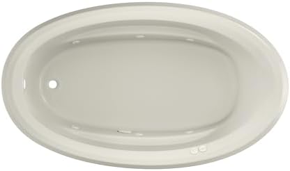 Jacuzzi SIGNATURE Acrylic Drop-In Bathtub, Heated Jet Massage Tub, Slip Resistant, Left Drain Placement, 71" (L) x 41" (W), Oval, Oyster