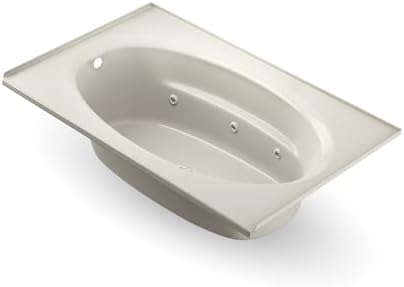 Jacuzzi SIGNATURE Acrylic Drop-In Bathtub, Jet Massage Tub, Slip Resistant, Right Drain Placement, 72" (L) x 42" (W), Oval In Rectangle, Oyster