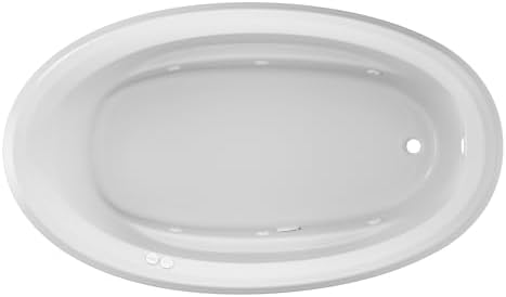 Jacuzzi SIGNATURE Acrylic Drop-In Bathtub, Jet Massage Tub, Slip Resistant, Right Drain Placement, 72" (L) x 42" (W), Oval, White