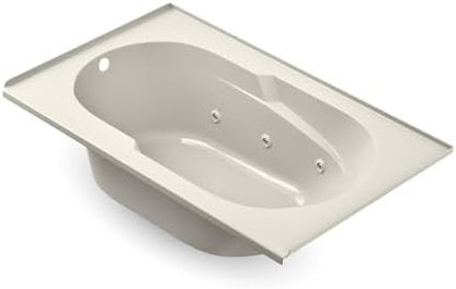 Jacuzzi SIGNATURE Acrylic Drop-In Bathtub, Jet Massage Tub, Slip Resistant, Left Drain Placement, 60" (L) x 36" (W), Rectangle, Oyster