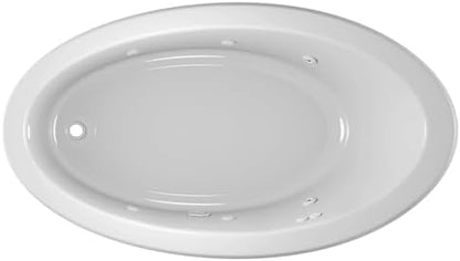 Jacuzzi SIGNATURE Acrylic Drop-In Bathtub, Heated Jet Massage Tub, Slip Resistant, Left Drain Placement, 66" (L) x 38" (W), Oval, White