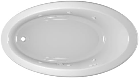 Jacuzzi SIGNATURE Acrylic Drop-In Bathtub, Jet Massage Tub, Slip Resistant, Left Drain Placement, 66" (L) x 38" (W), Oval, White