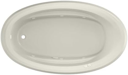 Jacuzzi SIGNATURE Acrylic Drop-In Bathtub, Heated Jet Massage Tub, Slip Resistant, Left Drain Placement, 71" (L) x 41" (W), Oval, Oyster