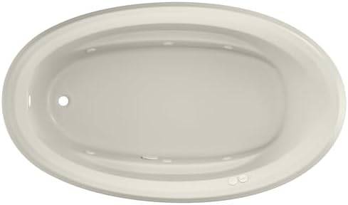 Jacuzzi SIGNATURE Acrylic Drop-In Bathtub, Jet Massage Tub, Slip Resistant, Left Drain Placement, 72" (L) x 42" (W), Oval, Oyster