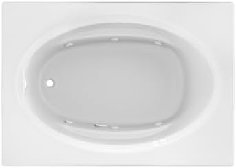 Jacuzzi SIGNATURE Acrylic Drop-In Bathtub, Jet Massage Tub, Slip Resistant, Left Drain Placement, 60" (L) x 42" (W), Oval In Rectangle, White