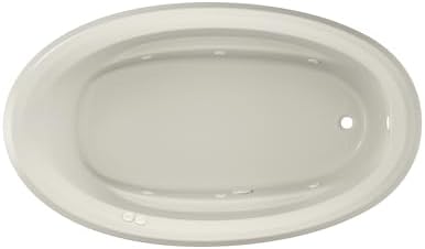 Jacuzzi SIGNATURE Acrylic Drop-In Bathtub, Heated Jet Massage Tub, Slip Resistant, Right Drain Placement, 71" (L) x 41" (W), Oval, Oyster