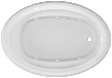 Jacuzzi SIGNATURE Acrylic Drop-In Bathtub, Jet Massage Tub, Slip Resistant, Right Drain Placement, 59" (L) x 41" (W), Oval, White