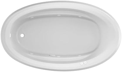 Jacuzzi SIGNATURE Acrylic Drop-In Bathtub, Heated Jet Massage Tub, Slip Resistant, Left Drain Placement, 71" (L) x 41" (W), Oval, White