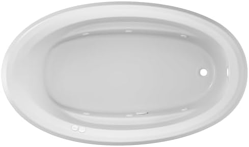 Jacuzzi SIGNATURE Acrylic Drop-In Bathtub, Heated Jet Massage Tub, Slip Resistant, Right Drain Placement, 72" (L) x 42" (W), Oval, White