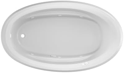 Jacuzzi SIGNATURE Acrylic Drop-In Bathtub, Jet Massage Tub, Slip Resistant, Left Drain Placement, 72" (L) x 42" (W), Oval, White