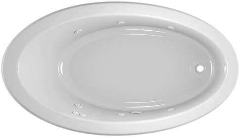 Jacuzzi SIGNATURE Acrylic Drop-In Bathtub, Heated Jet Massage Tub, Slip Resistant, Right Drain Placement, 66" (L) x 38" (W), Oval, White