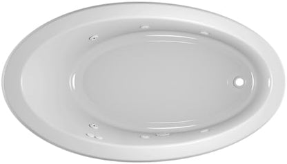 Jacuzzi SIGNATURE Acrylic Drop-In Bathtub, Jet Massage Tub, Slip Resistant, Right Drain Placement, 66" (L) x 38" (W), Oval, White