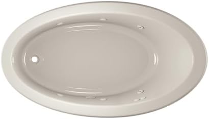 Jacuzzi SIGNATURE Acrylic Drop-In Bathtub, Heated Jet Massage Tub, Slip Resistant, Left Drain Placement, 66" (L) x 38" (W), Oval, Oyster