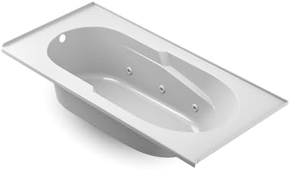 Jacuzzi SIGNATURE Acrylic Drop-In Bathtub, Jet Massage Tub, Slip Resistant, Left Drain Placement, 72" (L) x 36" (W), Rectangle, White
