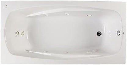 PROFLO PFWPLUSA7242 Lansford 72" x 42" Whirlpool Bathtub with 8 Hydro Jets and EasyCare Acrylic - Drop In or Alcove Installation - White